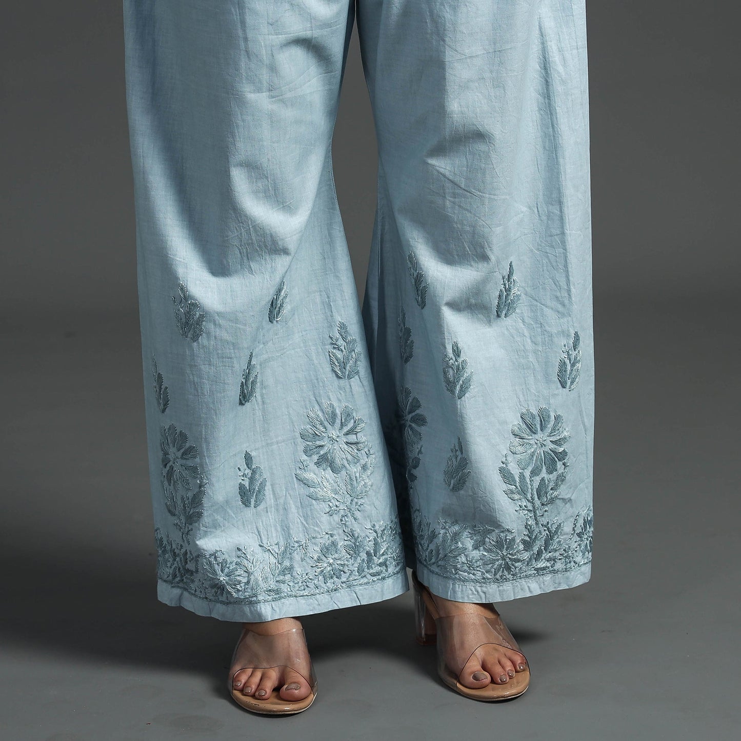  Lucknow Chikankari Hand Embroidery Cotton Palazzo 