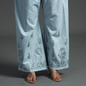 Lucknow Chikankari Hand Embroidery Cotton Palazzo 