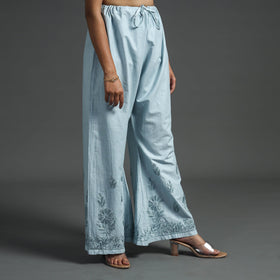  Lucknow Chikankari Hand Embroidery Cotton Palazzo 