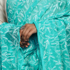 Blue - lucknow chikankari tepchi embroidery georgette