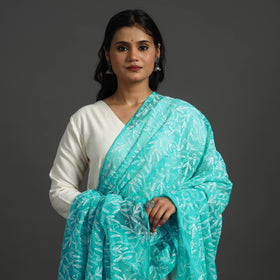 Blue - lucknow chikankari tepchi embroidery georgette