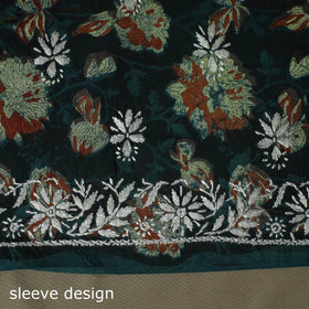 Lucknowi chikankari hand work bagru block print unstitched