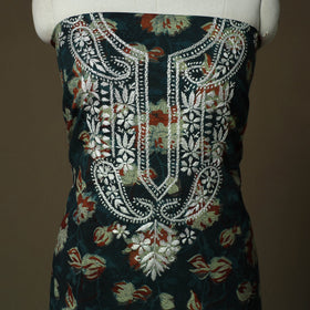 Lucknowi chikankari hand work bagru block print unstitched