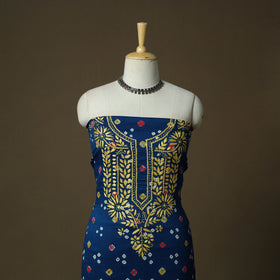 Lucknowi chikankari hand work bandhani unstitched kurta