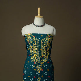 Lucknowi chikankari hand work bandhani unstitched kurta