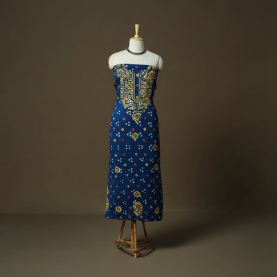 Lucknowi chikankari hand work bandhani unstitched kurta