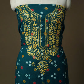 Lucknowi chikankari hand work bandhani unstitched kurta