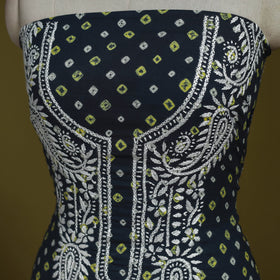Lucknowi chikankari work bandhani unstitched kurta material