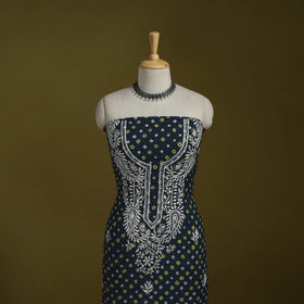Lucknowi chikankari work bandhani unstitched kurta material