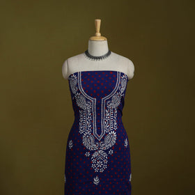 Lucknowi chikankari work bandhani unstitched kurta material