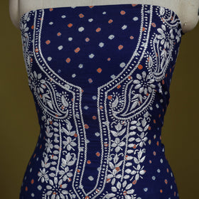 Lucknowi chikankari work bandhani unstitched kurta material