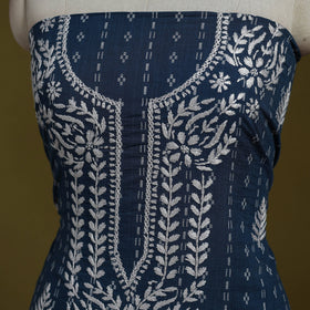 Black - lucknowi chikankari work jacquard unstitched kurta