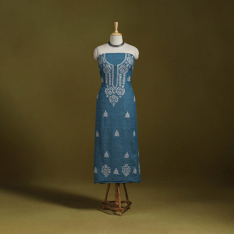 Black - lucknowi chikankari work jacquard unstitched kurta