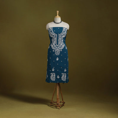 Black - lucknowi chikankari work jacquard unstitched kurta