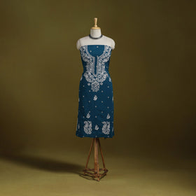 Black - lucknowi chikankari work jacquard unstitched kurta