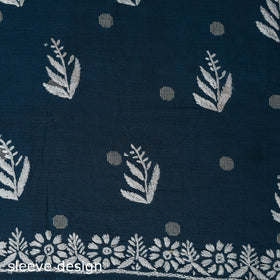 Black - lucknowi chikankari work jacquard unstitched kurta