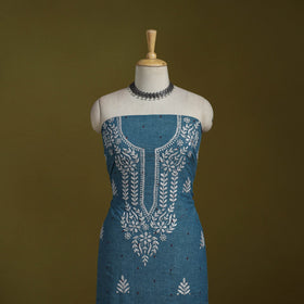 Black - lucknowi chikankari work jacquard unstitched kurta