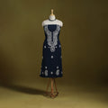 Black - lucknowi chikankari work jacquard unstitched kurta