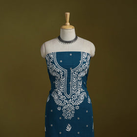 Black - lucknowi chikankari work jacquard unstitched kurta