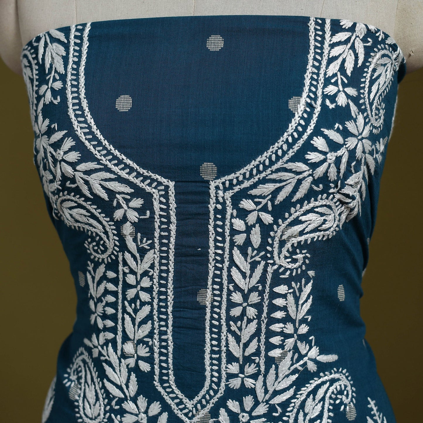 Black - lucknowi chikankari work jacquard unstitched kurta