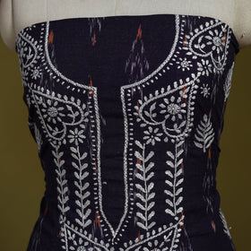 Lucknowi chikankari work pochampally ikat unstitched kurta