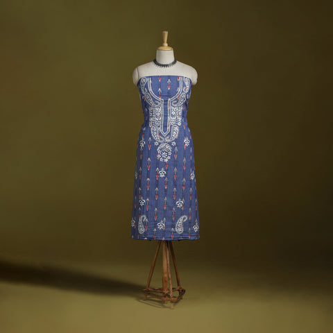 Lucknowi chikankari work pochampally ikat unstitched kurta