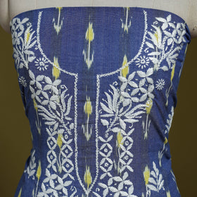 Lucknowi chikankari work pochampally ikat unstitched kurta
