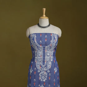 Lucknowi chikankari work pochampally ikat unstitched kurta