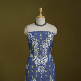 Lucknowi chikankari work pochampally ikat unstitched kurta