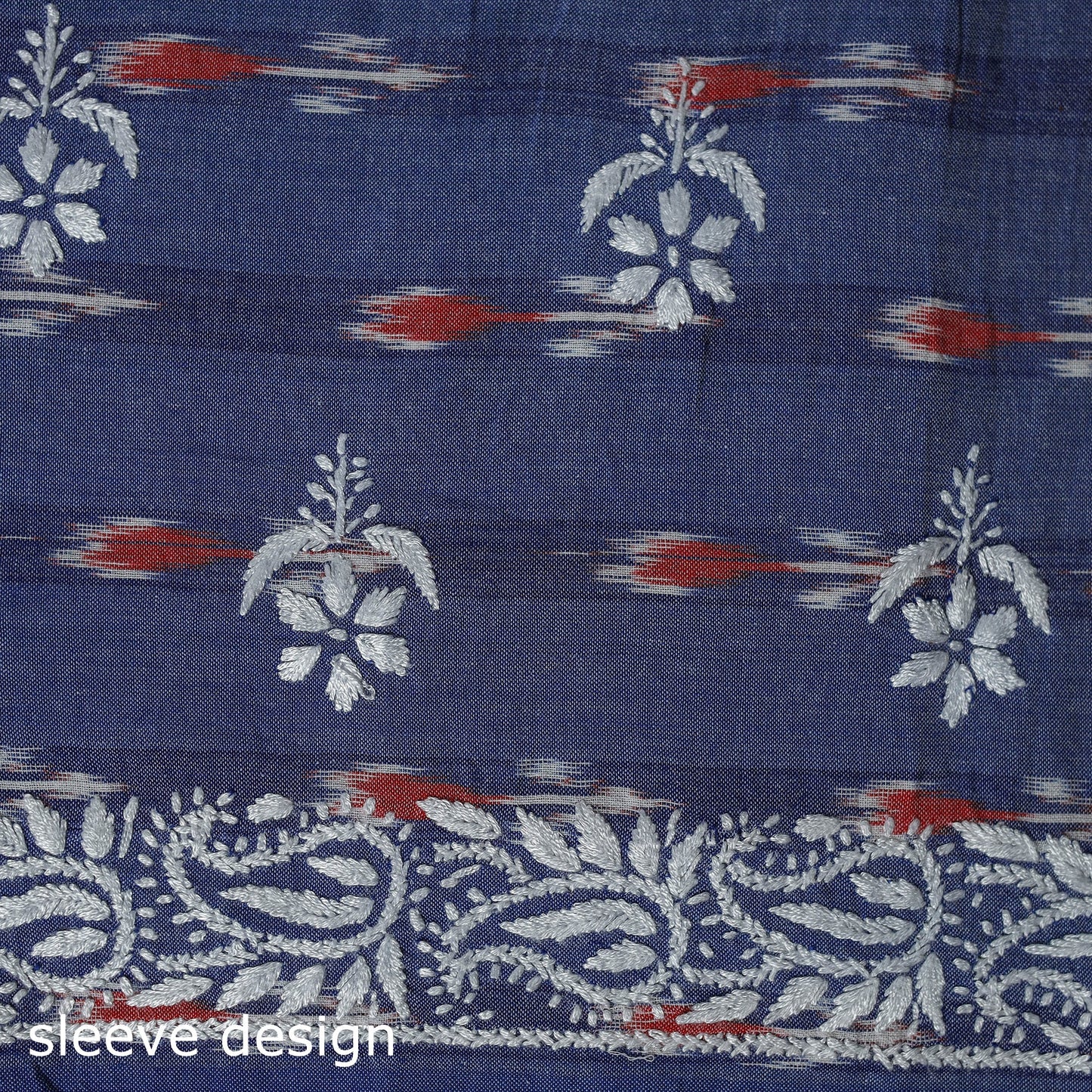 Lucknowi chikankari work pochampally ikat unstitched kurta