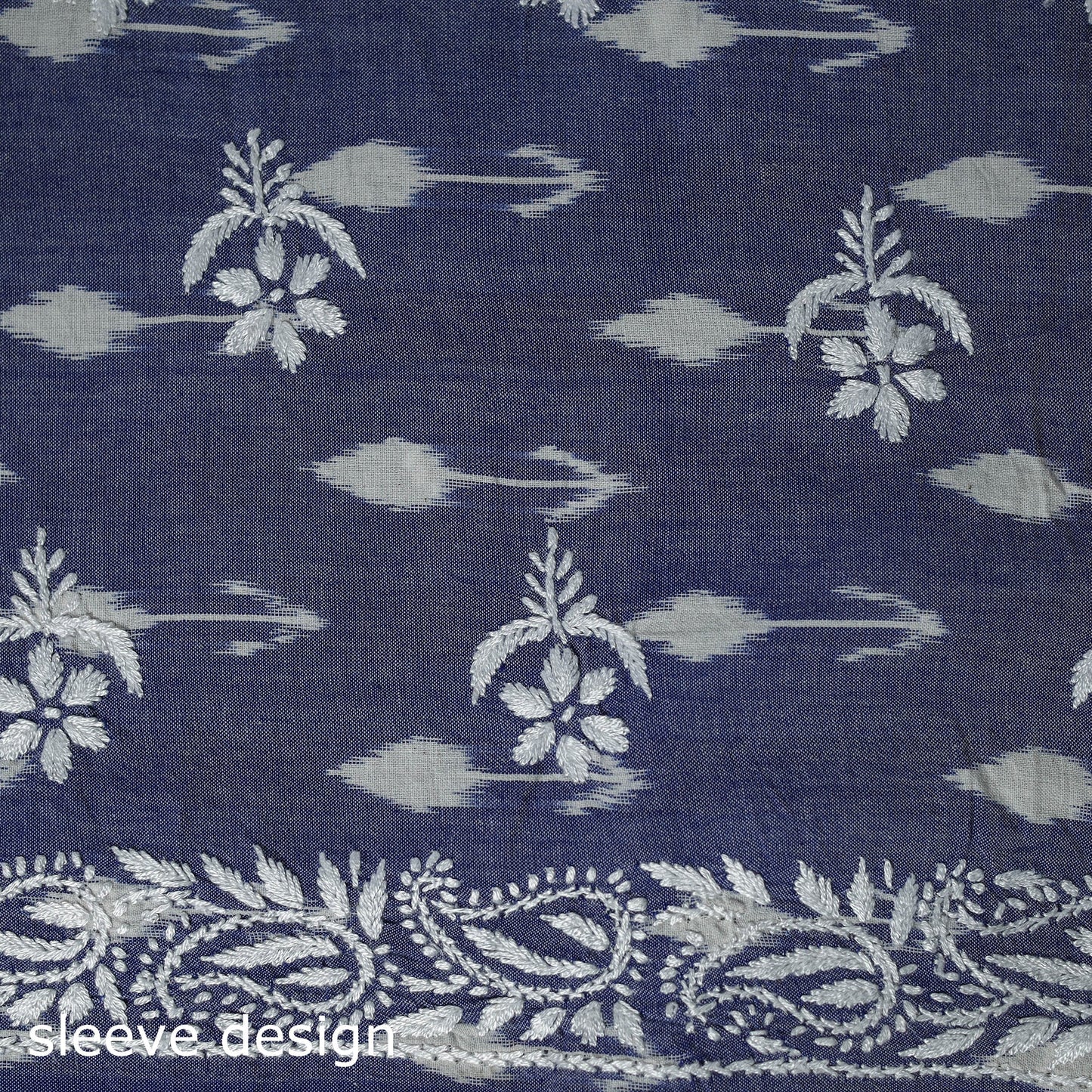 Lucknowi chikankari work pochampally ikat unstitched kurta