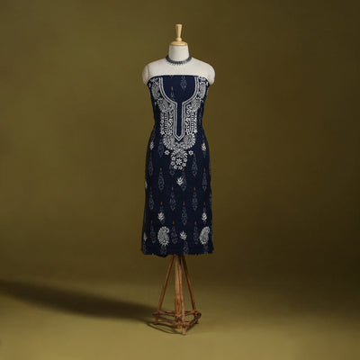 Lucknowi chikankari work pochampally ikat unstitched kurta