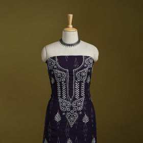 Lucknowi chikankari work pochampally ikat unstitched kurta