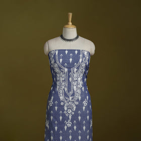 Lucknowi chikankari work pochampally ikat unstitched kurta