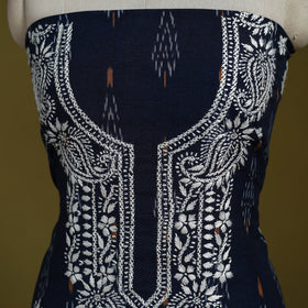 Lucknowi chikankari work pochampally ikat unstitched kurta