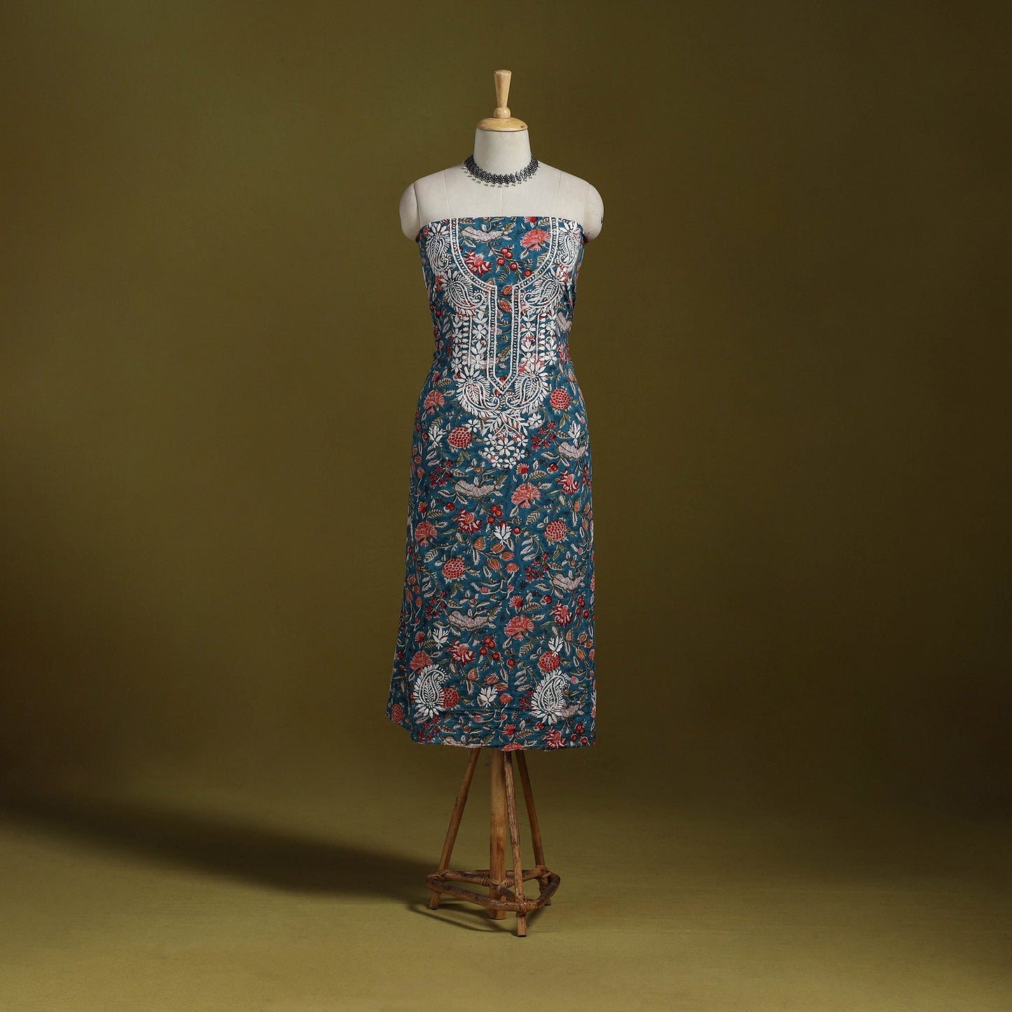 Lucknowi chikankari work sanganeri unstitched kurta