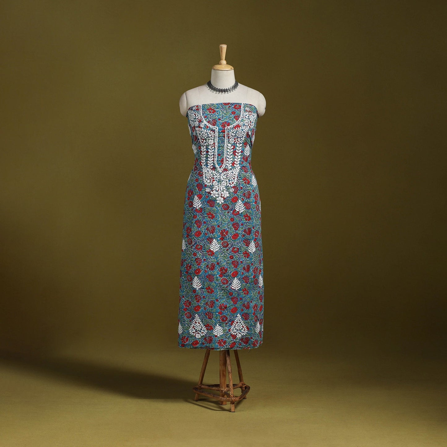 Lucknowi chikankari work sanganeri unstitched kurta