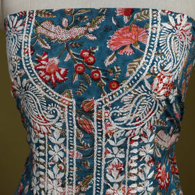 Lucknowi chikankari work sanganeri unstitched kurta