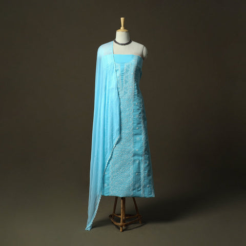 Blue - lucknowi hand embroidered cotton chikankari 3pc