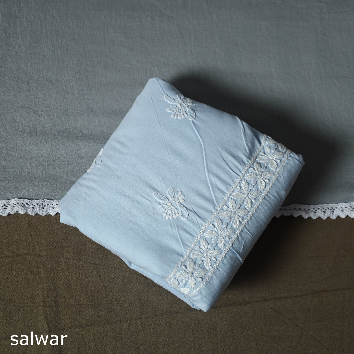 Lucknowi hand embroidered cotton chikankari 3pc unstitched
