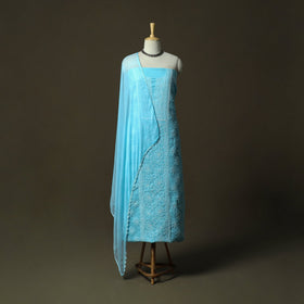 Blue - lucknowi hand embroidered cotton chikankari 3pc