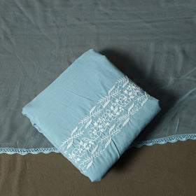 Lucknowi hand embroidered cotton chikankari 3pc unstitched