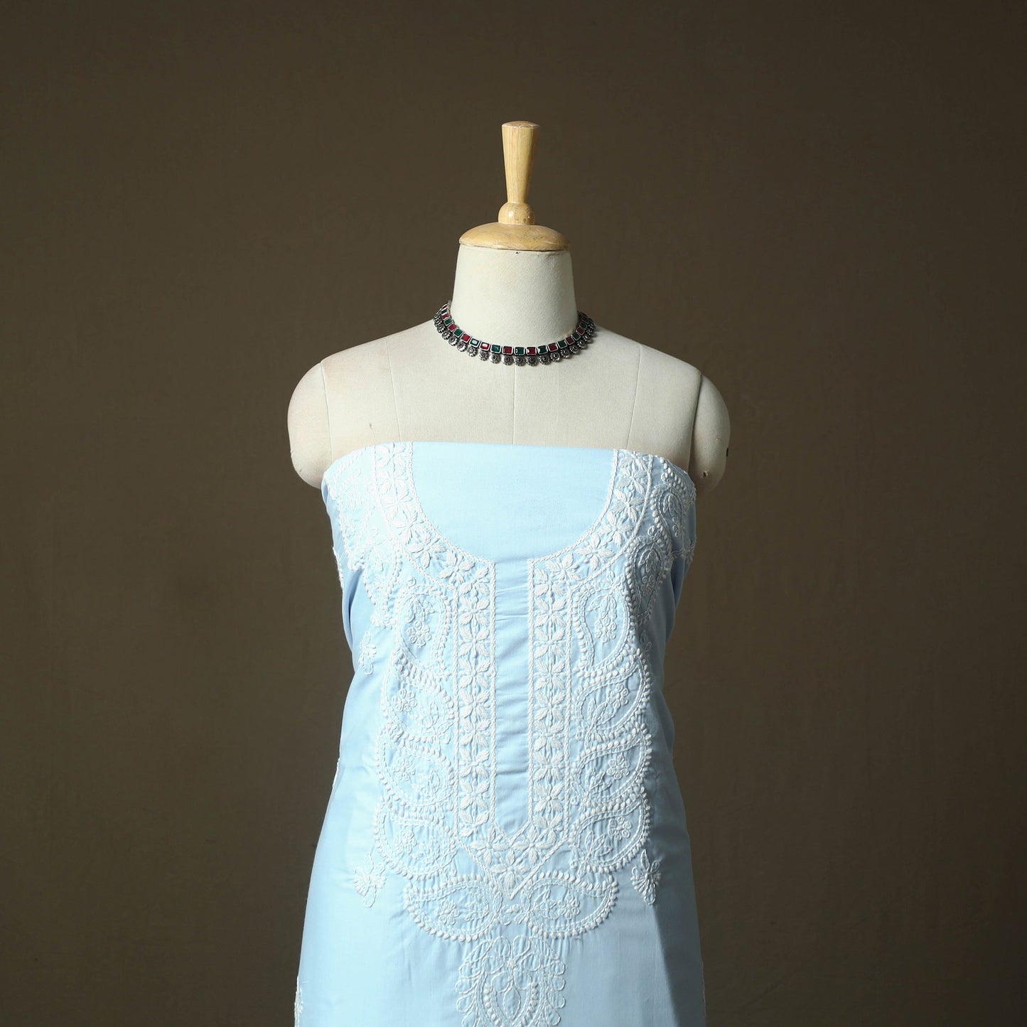 Lucknowi hand embroidered cotton chikankari 3pc unstitched