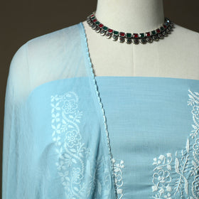 Lucknowi hand embroidered cotton chikankari 3pc unstitched