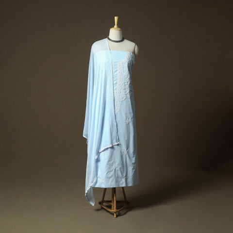 Lucknowi hand embroidered cotton chikankari 3pc unstitched