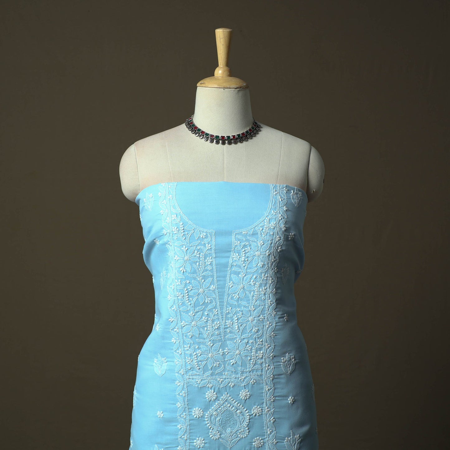 Blue - lucknowi hand embroidered cotton chikankari 3pc