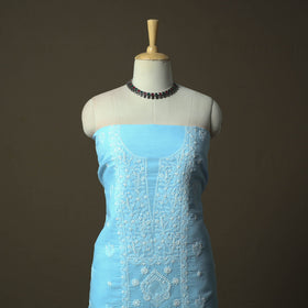 Blue - lucknowi hand embroidered cotton chikankari 3pc