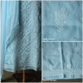 Blue - lucknowi hand embroidered cotton chikankari 3pc