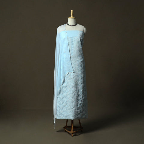 Lucknowi hand embroidered cotton chikankari 3pc unstitched