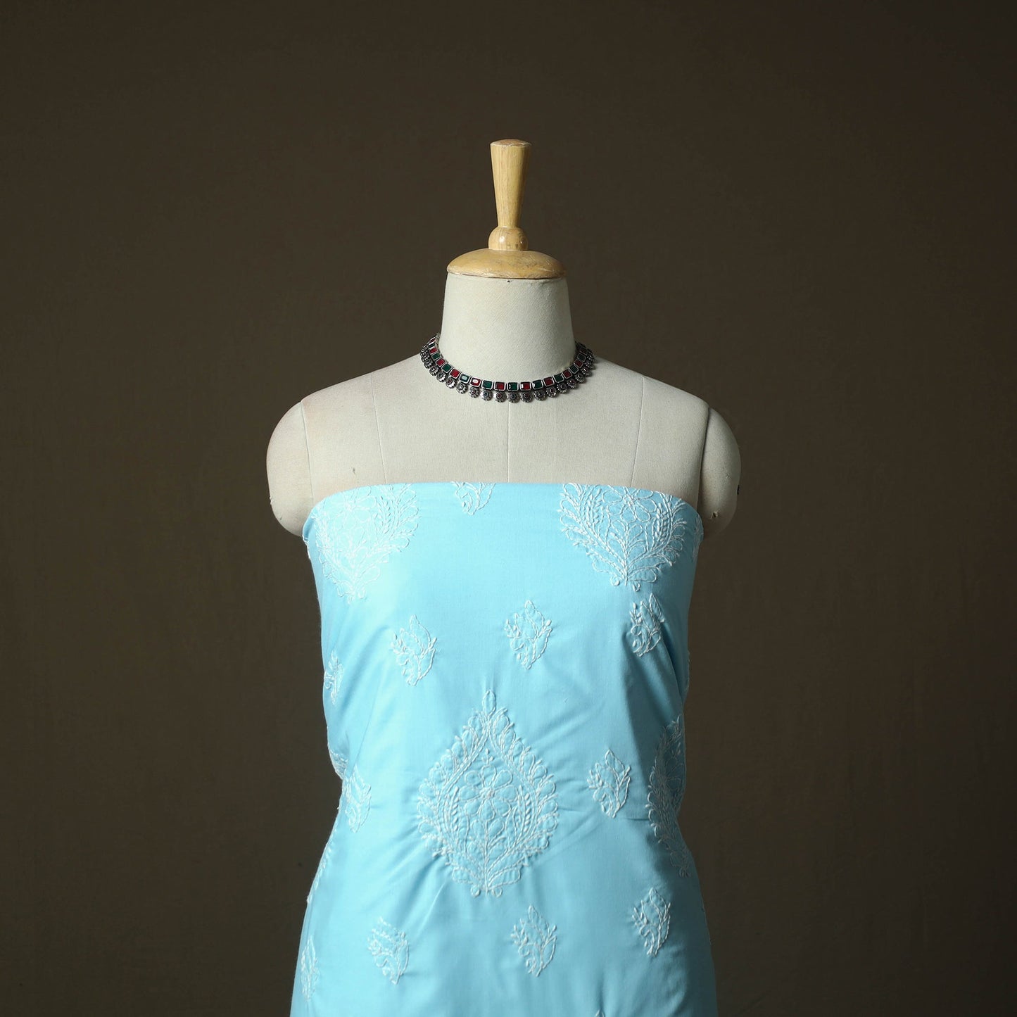 Lucknowi hand embroidered cotton chikankari 3pc unstitched